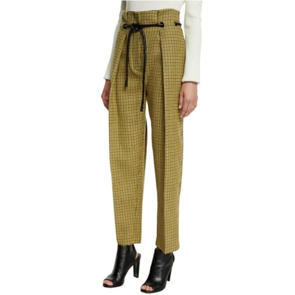 3.1 Phillip Lim Yellow Origami Pleated Houndstooth Trouser Pants - Picture 2 of 10